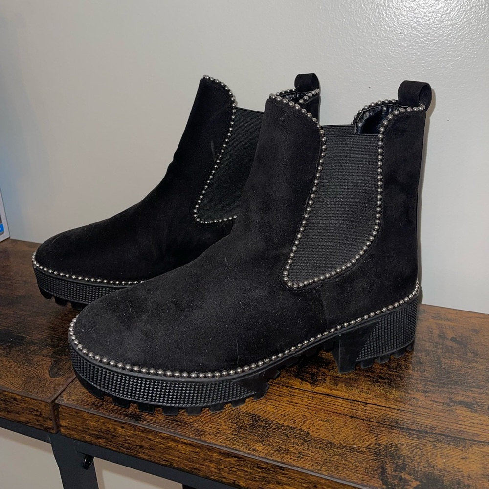 Miss Lola Official Suede Black Beaded Boots